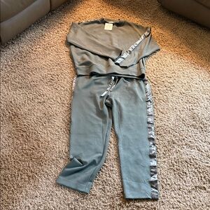 Rae Mode Olive Green Sweatshirt and Pant with Side Satin Stripes. NWT. Size 2XL